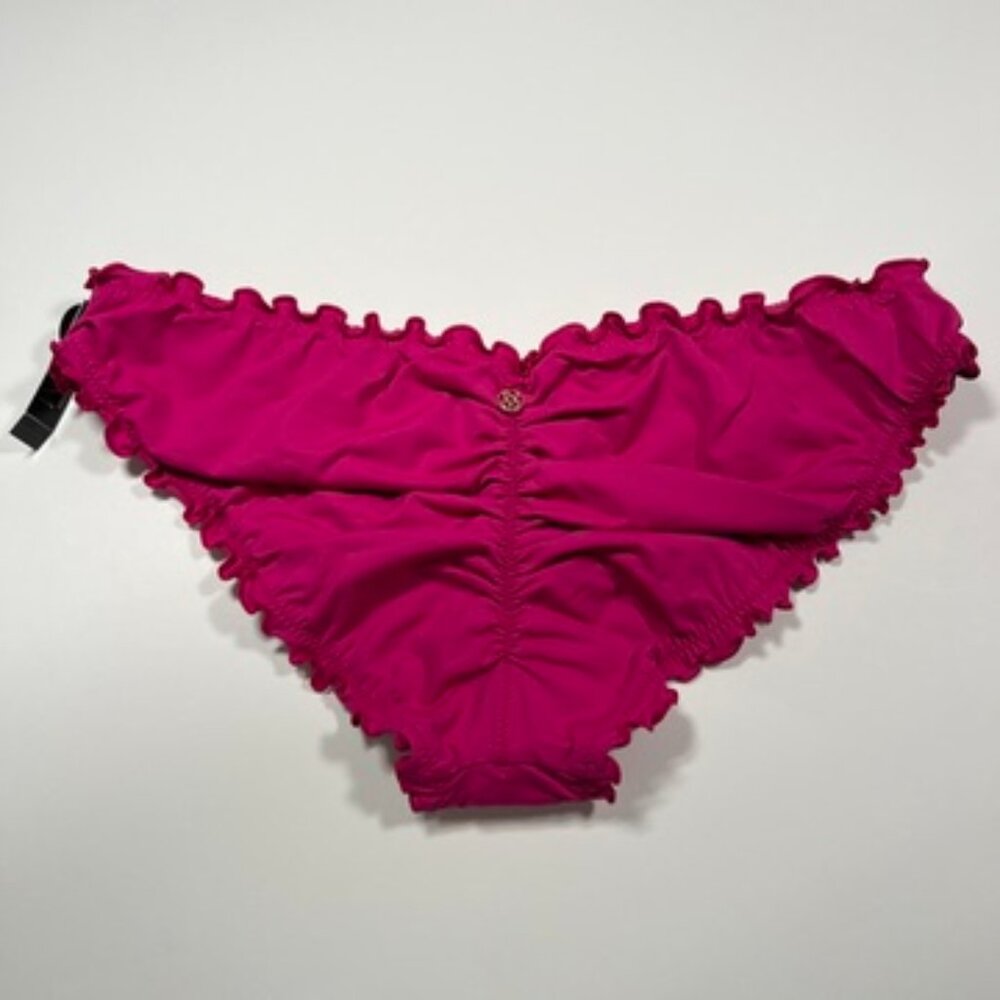 Victoria Secret Large L Bikini Bottom Ruffle Cheeky Ruched Back Berry Blush